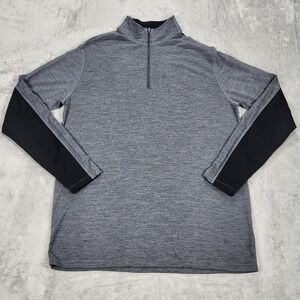 Ibex Pullover Mens XL Gray 1/4 Zip Merino Wool Colorblock Base Layer Top
